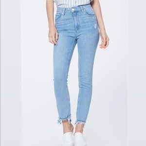 Paige Denim Sarah Slim Straight Leg Jeans- Mako Distressed